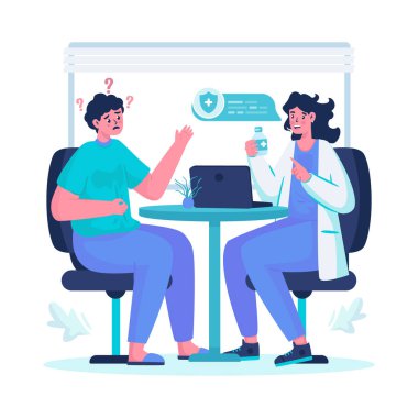 İlaç danışma vektörü çizimi için doktorla buluş