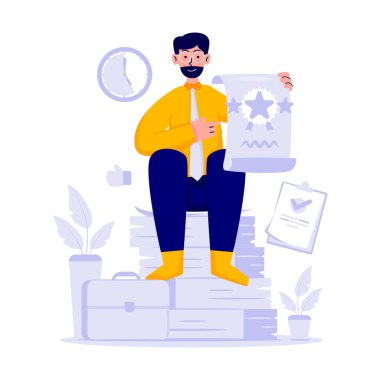 Görevi zamanında tamamlayan en iyi işçiye takdirin vektör illüstrasyonu