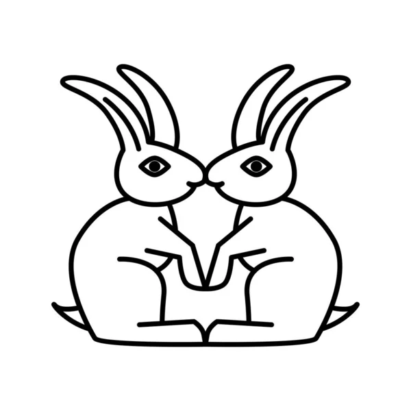 Conejo Kamon Cresta Familiar Japonesa Ilustración Vectorial — Vector de stock