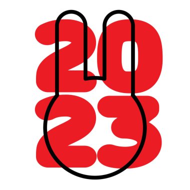 Tavşan Yılı 2023 logosu, Vektör illüstrasyonu