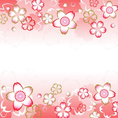 Kiraz çiçeği motifli Yuzen deseni, kopyalama alanı mevcut