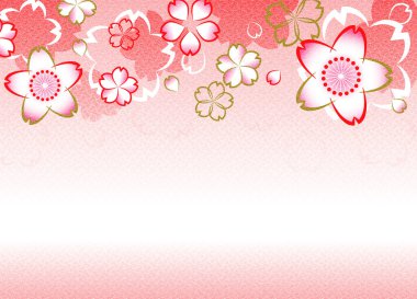 Kiraz çiçeği motifli Yuzen deseni, kopyalama alanı mevcut