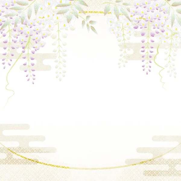 Wisteria flowers of tradtional japanese kimono pattern, Yuzen style, copy space available