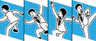 Man in 4 poses. Vector illustration.