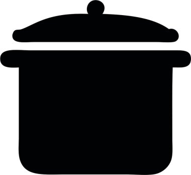 Pişirme Tenceresi Siyah ve Beyaz İllüstrasyonu