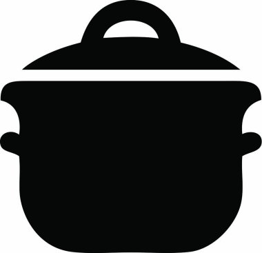 Pişirme Tenceresi Siyah ve Beyaz İllüstrasyonu