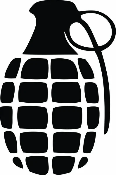 Grenade Main Illustration Noir Blanc — Image vectorielle