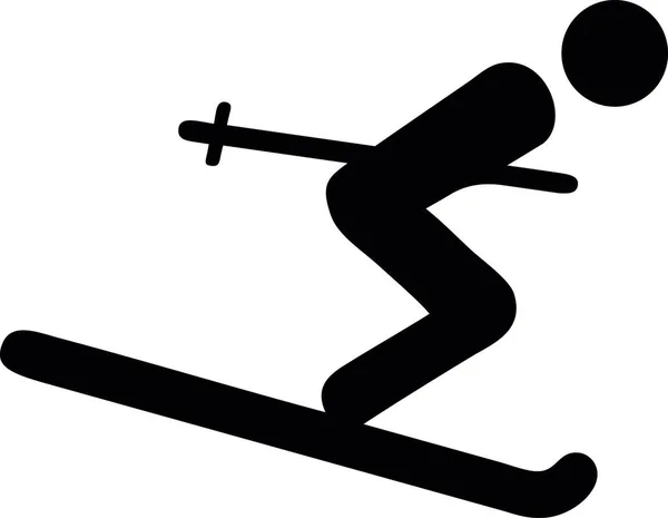 Skier Symbol Black White Illustration — стоковий вектор