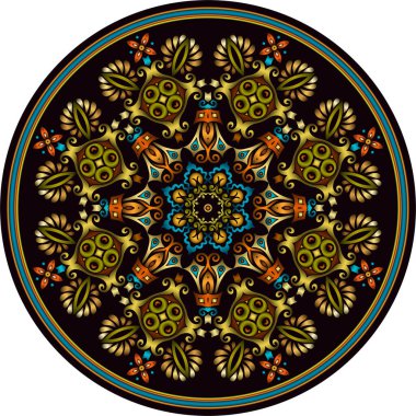 Vektör soyut dekoratif etnik süsleme. Renkli yuvarlak arkaplan