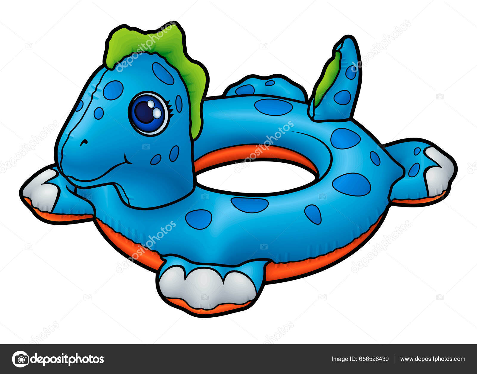 漫画のかわいいドア恐竜インフレータブルプールサークル 夏の水泳おもちゃカラフルなベクトル面白いイラスト 白地に隔離された ストックベクター  ©KTVector 656528430, image size:1600x1253
