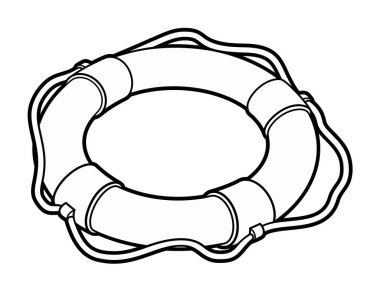 Çizgi filmlerdeki gibi güzel bir karalama Lifebuoy. Sketchy vektör komik illüstrasyon. Beyaz arkaplanda izole.