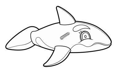 Çizgi filmdeki şirin karalamalar şişme çocuklar için su balığı. Yaz yüzme oyuncağı vektörü komik bir illüstrasyon. Beyaz arkaplanda izole.