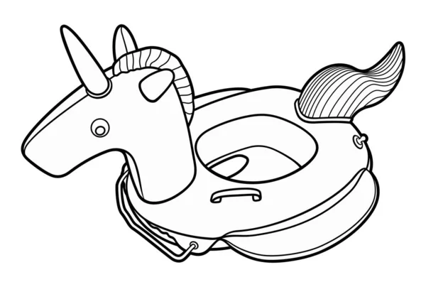 Círculo Inflável Bonito Associação Unicórnio Doodle Dos Desenhos Animados Verão —  Vetores de Stock