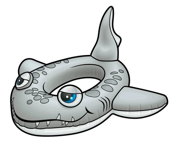 Cartoon Niedlichen Doodle Whale Inflatable Pool Circle Sommer Schwimmen Spielzeug — Stockvektor