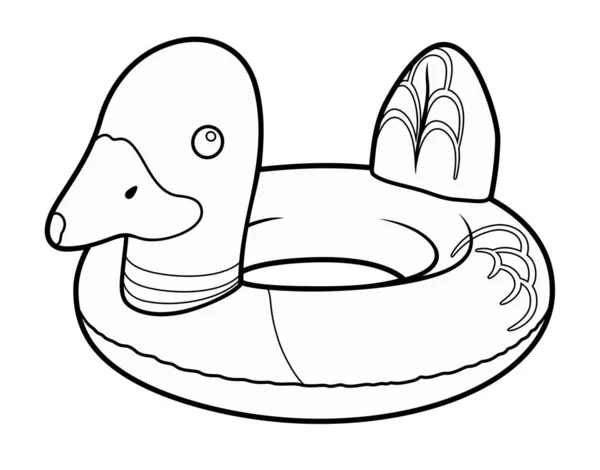 Cartoon Schattige Doodle Duck Opblaasbare Pool Circle Zomer Zwemmen Speelgoed — Stockvector