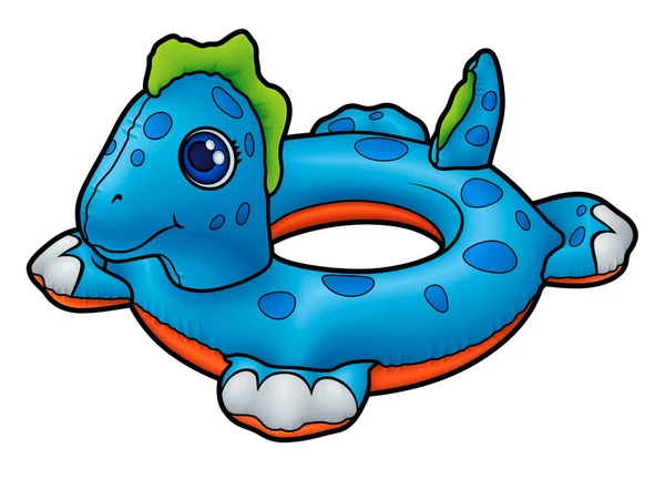 Cartoon Niedlichen Doodle Dinosaurier Aufblasbare Pool Circle Sommer Schwimmen Spielzeug — Stockvektor