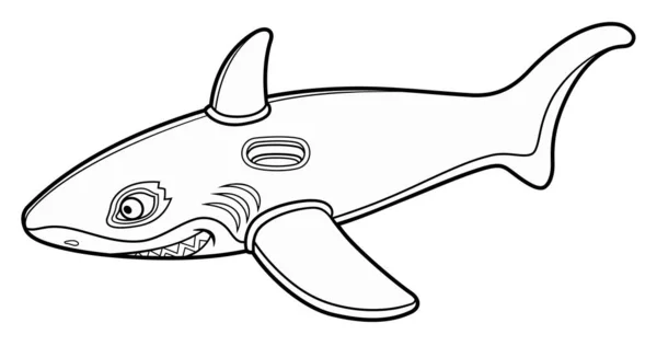 Desenhos Animados Bonito Doodle Inflável Crianças Tubarão Aquático Verão Natação —  Vetores de Stock