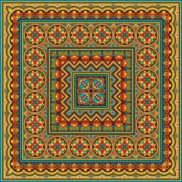 Vektor Abstrakte Dekorative Ethnische Ornamentale Illustration Farbserviette — Stockvektor