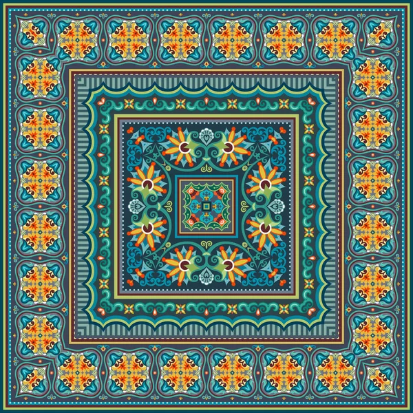 Vector Abstract Decorative Ethnic Ornamental Illustration Color Napkin — Stock Vector