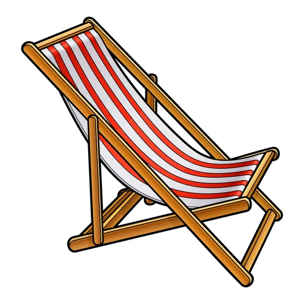 Çizgi Film Sevimli Güverte Sandalyesi Yaz Sahili Eğlence Ekipmanları Renkli — Stok Vektör