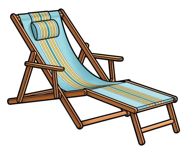 Cartone Animato Carino Doodle Sedia Sdraio Estate Attrezzature Spiaggia Tempo — Vettoriale Stock