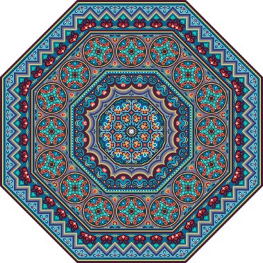 Vektör soyut dekoratif çiçekli klasik süsleme