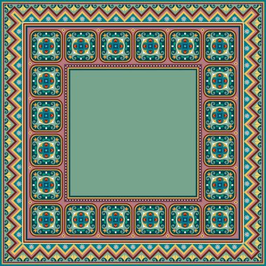 Vektör soyut dekoratif etnik süsleme. Renkli kenar