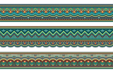 Soyut etnik çizgiler belirlendi, süslemeli vektör renkli elementler