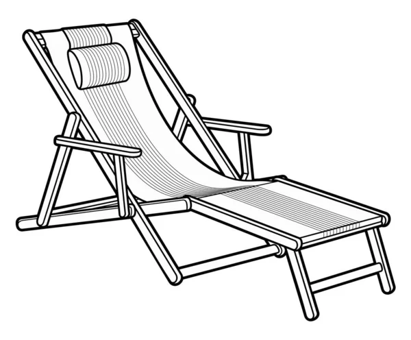漫画かわいいドアデッキチェア 夏のビーチレジャー機器スケッチベクトル面白いイラスト 白地に隔離された — ストックベクタ