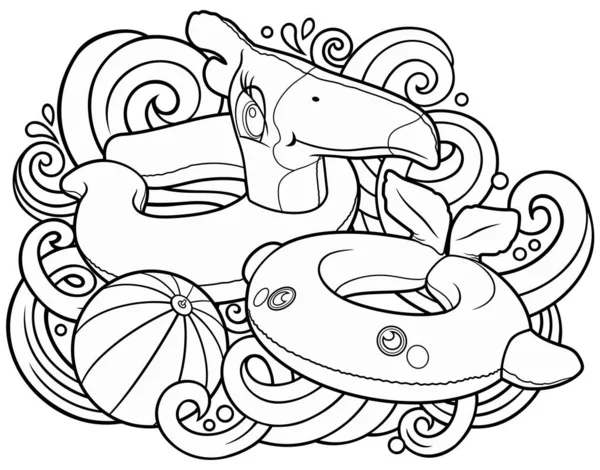 Мультфільм Милий Каракулі Рука Намальована Літній Пляж Дитячі Розважальні Ілюстрації — стоковий вектор