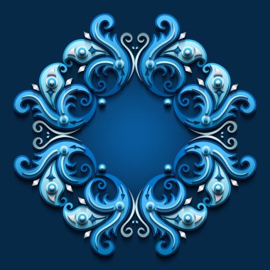 Vector soyut süs eşyası çerçevesi. Modern renk hacimli çiçek elementleri. Moda zanaat stili illüstrasyonu