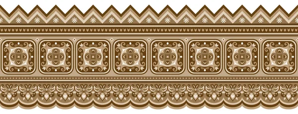Abstract Ethnic Stripe Pattern Ornamental Vector Sepia Toned Background — Stock Vector