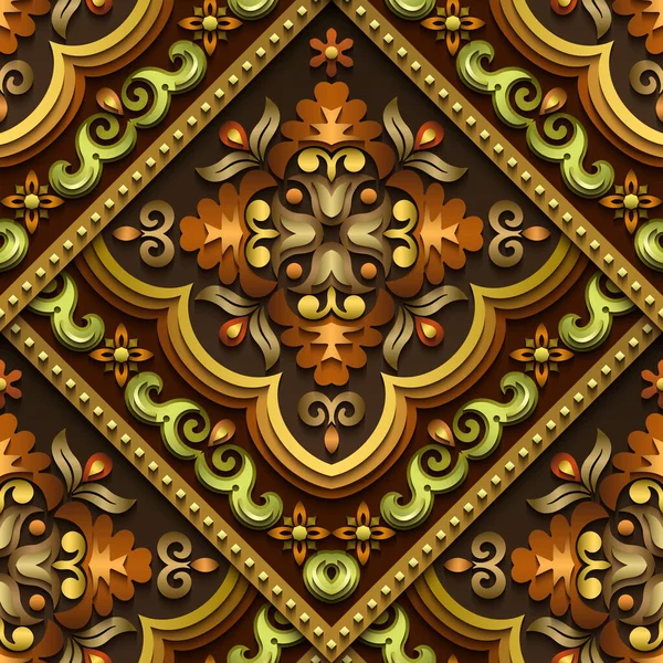 ベクトル抽象的な装飾民族装飾シームレスパターン カラフルなグラデーションタイルの背景 — ストックベクタ