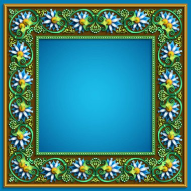 Vector soyut süs eşyası çerçevesi. Modern renk hacimli çiçek elementleri. Moda zanaat stili illüstrasyonu