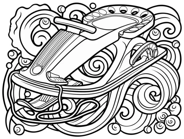 Мультяшна Мила Каракулі Рука Намальована Ілюстрація Санки Зимові Розваги Векторний — стоковий вектор