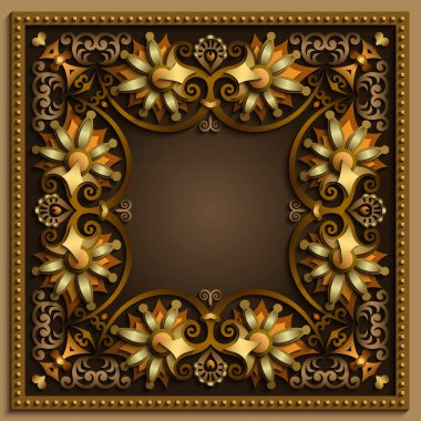 Vector soyut süs eşyası çerçevesi. Modern renk hacimli çiçek elementleri. Moda zanaat stili illüstrasyonu