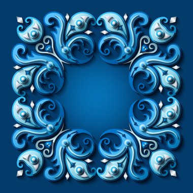 Vector soyut süs eşyası çerçevesi. Modern renk hacimli çiçek elementleri. Moda zanaat stili illüstrasyonu