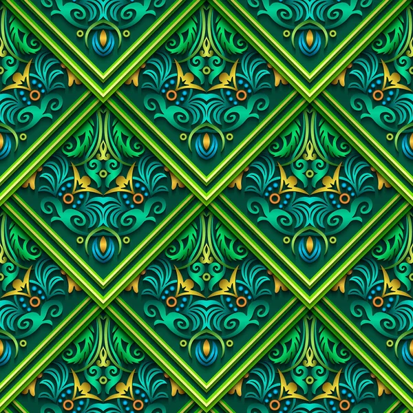 Vector Abstracte Decoratieve Etnische Ornamentale Naadloze Patroon Kleurrijk Verloop Tegel Rechtenvrije Stockvectors