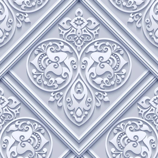 Vector Abstracte Decoratieve Etnische Ornamentale Naadloze Patroon Papercut Tegel Achtergrond Rechtenvrije Stockvectors