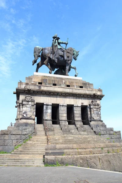 stock image Emperor William monument statue with horse at Deutsches Eck (German Corner) in Koblenz, Germany