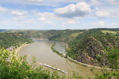 Lorelei rock and river Rhine Vadisi Panaroma, Almanya