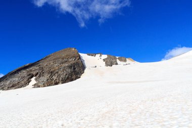 Mountain snow and glacier panorama with Eiswandbichl north face in Glockner Group, Austria
