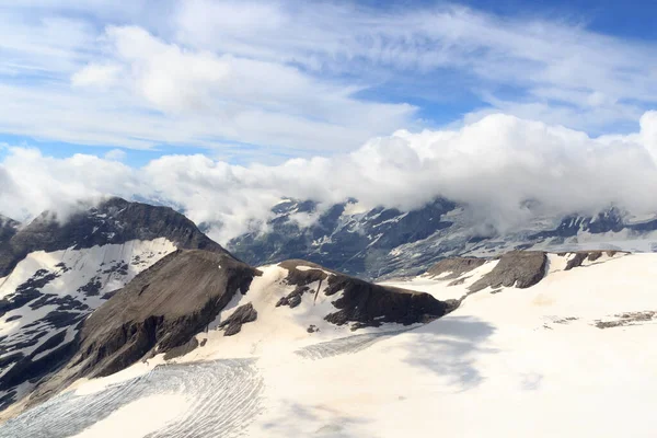 Χιόνι Βουνού Και Παγετώνας Πανόραμα Σύννεφα Στο Glockner Group Αυστρία — Φωτογραφία Αρχείου
