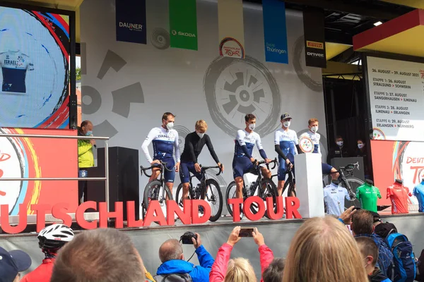 Ilmenau Německo Srpna 2021 Nástupiště Silničního Cyklistického Závodu Deutschland Tour — Stock fotografie