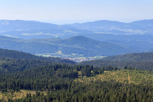 Panorama Utsikt Över Bayerska Skogen Och Kommunen Bodenmais Sett Utifrån — Stockfoto