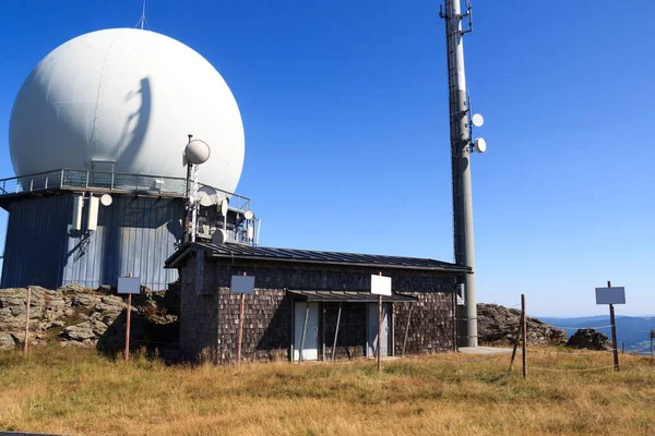 stock image Radar dome (radome) on mountain Grosser Arber in Bavarian Forest, Germany