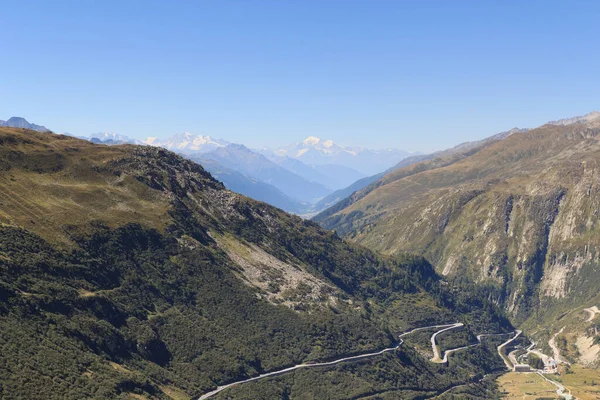 Panorama Uitzicht Met Berg Dom Weisshorn Furka Pass Weg Zwitserse — Stockfoto