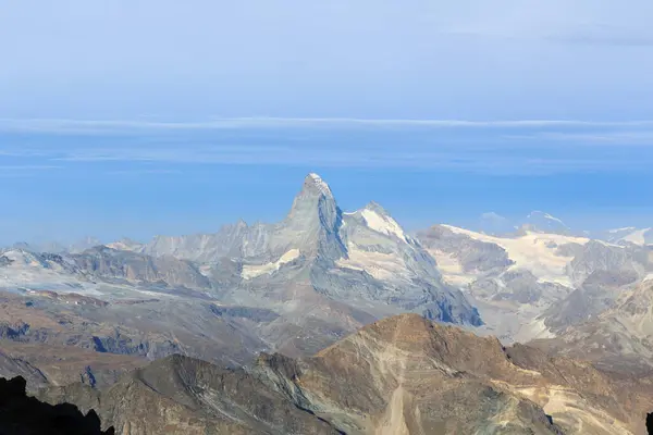 Panorama View Mountain Matterhorn Seen Allalinhorn Pennine Alps Switzerland — Stock Photo, Image