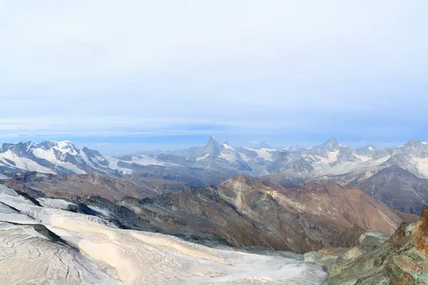 Panoramisch Uitzicht Met Berg Matterhorn Vanaf Allalinhorn Pennine Alpen Zwitserland — Stockfoto