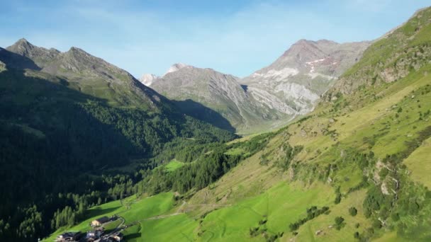 Texel Grubunda Hohe Weisse Hochwilde Dağları Manzaralı Uçuş Oetztal Alpleri — Stok video